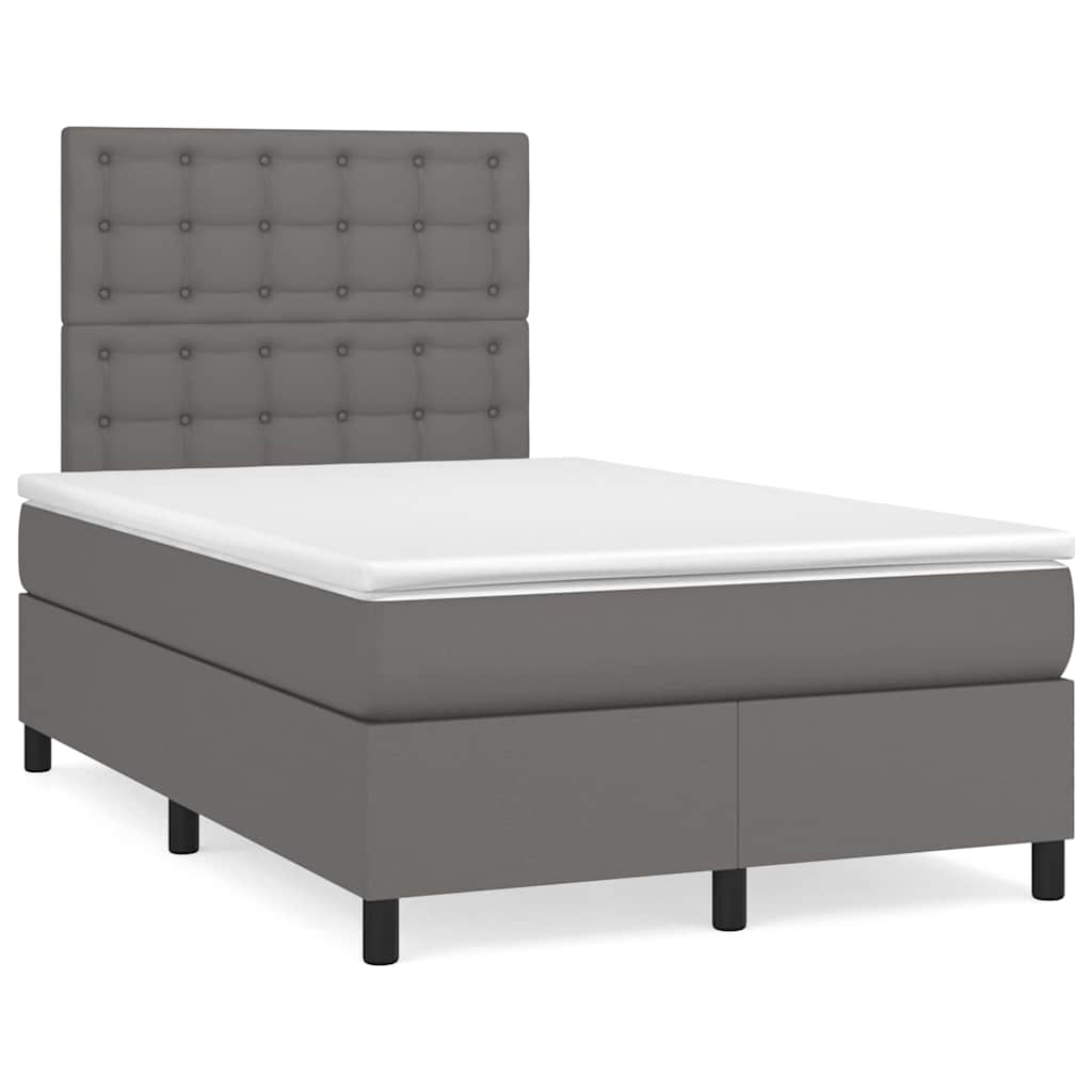 Giroletto Molle con Materasso e LED Grigio 120x190cm Similpelle | homemem39