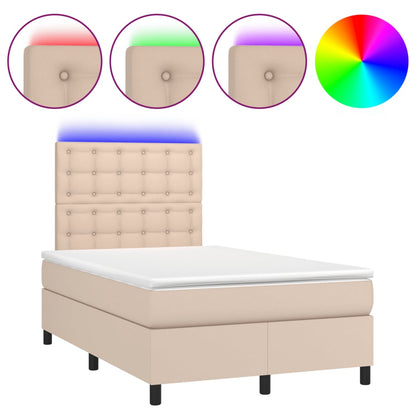 Giroletto Molle Materasso e LED Cappuccino 120x190cm Similpelle | homemem39