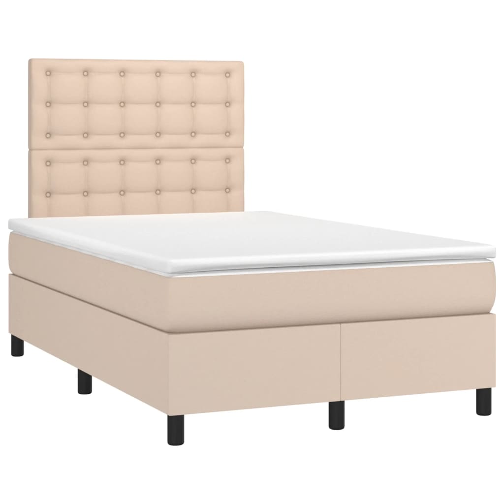 Giroletto Molle Materasso e LED Cappuccino 120x190cm Similpelle | homemem39