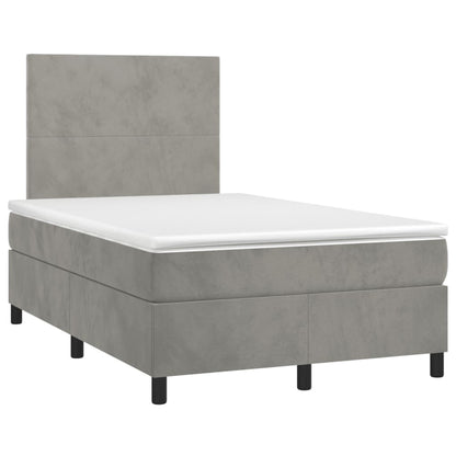 Letto a Molle Materasso e LED Grigio Chiaro 120x190 cm Velluto | homemem39