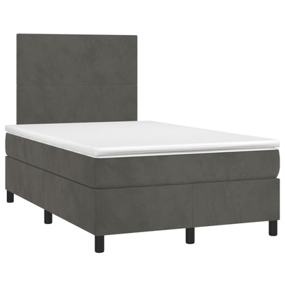 Letto a Molle Materasso e LED Grigio Scuro 120x190cm in Velluto | homemem39