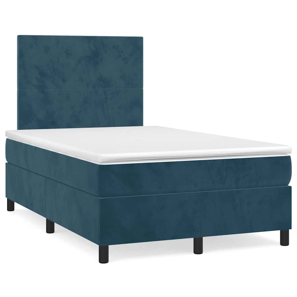 Letto a Molle Materasso e LED Blu Scuro 120x190 cm in Velluto | homemem39