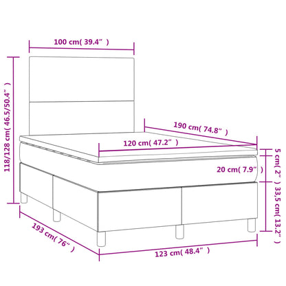 Letto a Molle con Materasso e LED Rosa 120x190 cm in Velluto