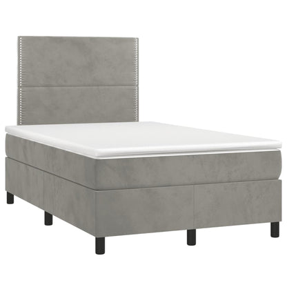 Letto a Molle Materasso e LED Grigio Chiaro 120x190 cm Velluto | homemem39