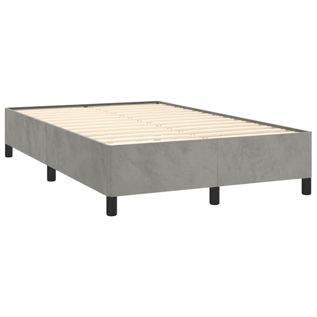 Letto a Molle Materasso e LED Grigio Chiaro 120x190 cm Velluto