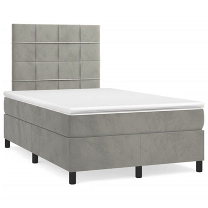 Letto a Molle Materasso e LED Grigio Chiaro 120x190 cm Velluto | homemem39