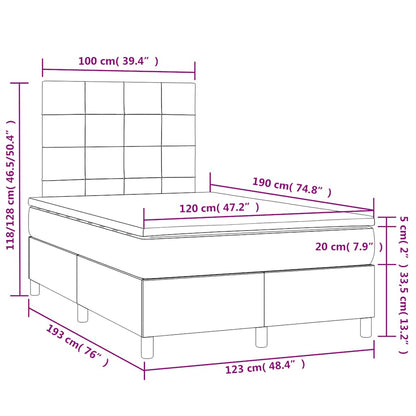 Letto a Molle Materasso e LED Blu Scuro 120x190 cm in Velluto | homemem39