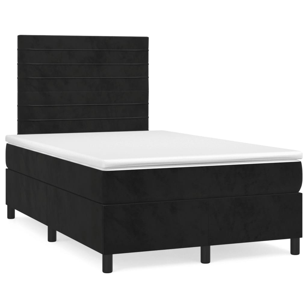 Letto a Molle con Materasso e LED Nero 120x190 cm in Velluto | homemem39