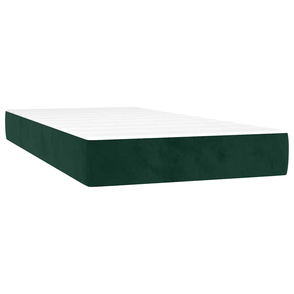 Letto a Molle con Materasso e LED Verde Scuro 120x190cm Velluto