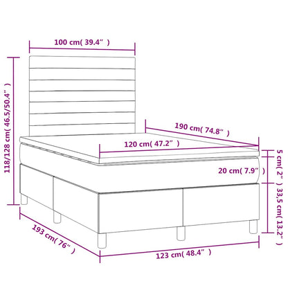 Letto a Molle con Materasso e LED Verde Scuro 120x190cm Velluto | homemem39