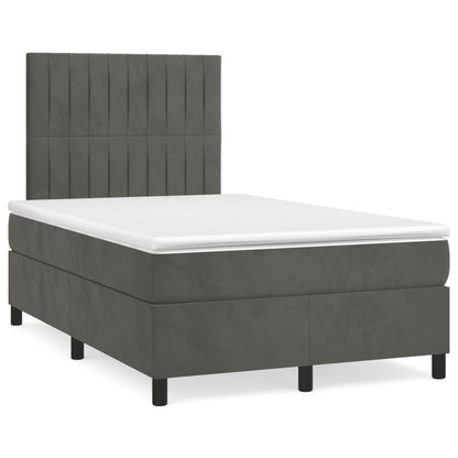 Letto a Molle Materasso e LED Grigio Scuro 120x190cm in Velluto | homemem39