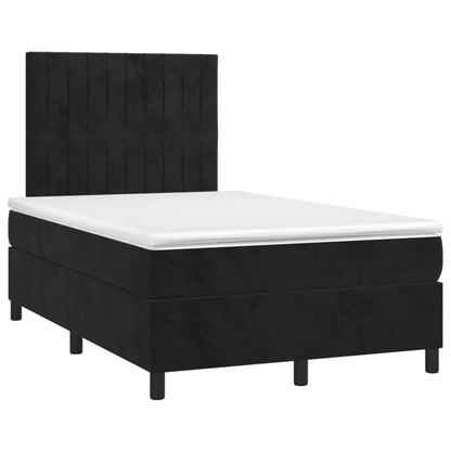 Letto a Molle con Materasso e LED Nero 120x190 cm in Velluto | homemem39
