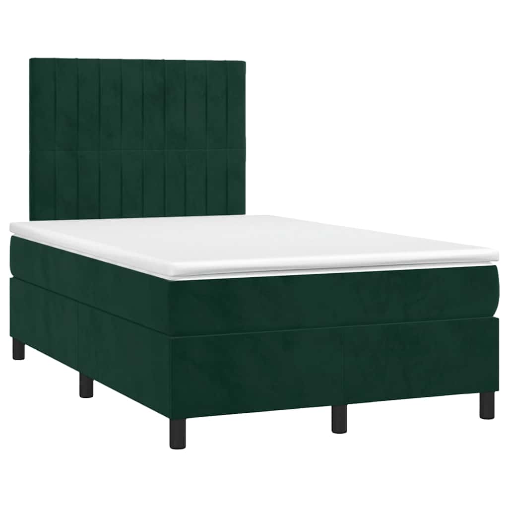 Letto a Molle con Materasso e LED Verde Scuro 120x190cm Velluto | homemem39