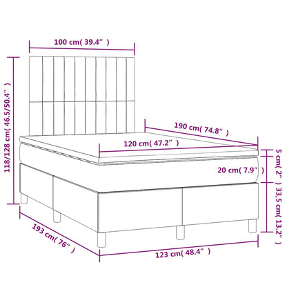Letto a Molle con Materasso e LED Verde Scuro 120x190cm Velluto | homemem39