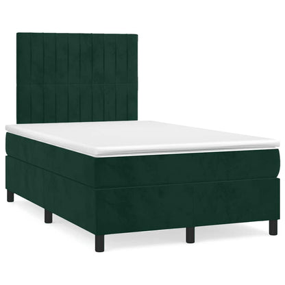 Letto a Molle con Materasso e LED Verde Scuro 120x190cm Velluto | homemem39