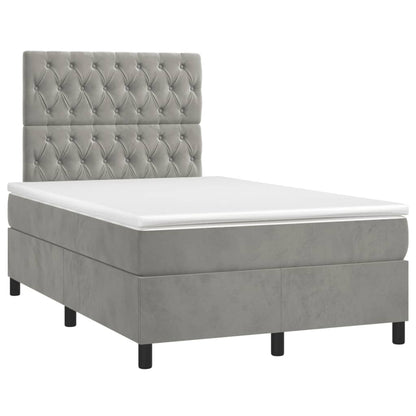 Letto a Molle Materasso e LED Grigio Chiaro 120x190 cm Velluto | homemem39