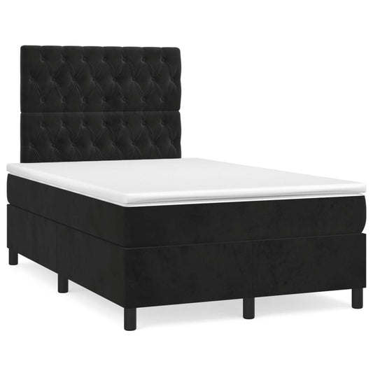 Letto a Molle con Materasso e LED Nero 120x190 cm in Velluto | homemem39