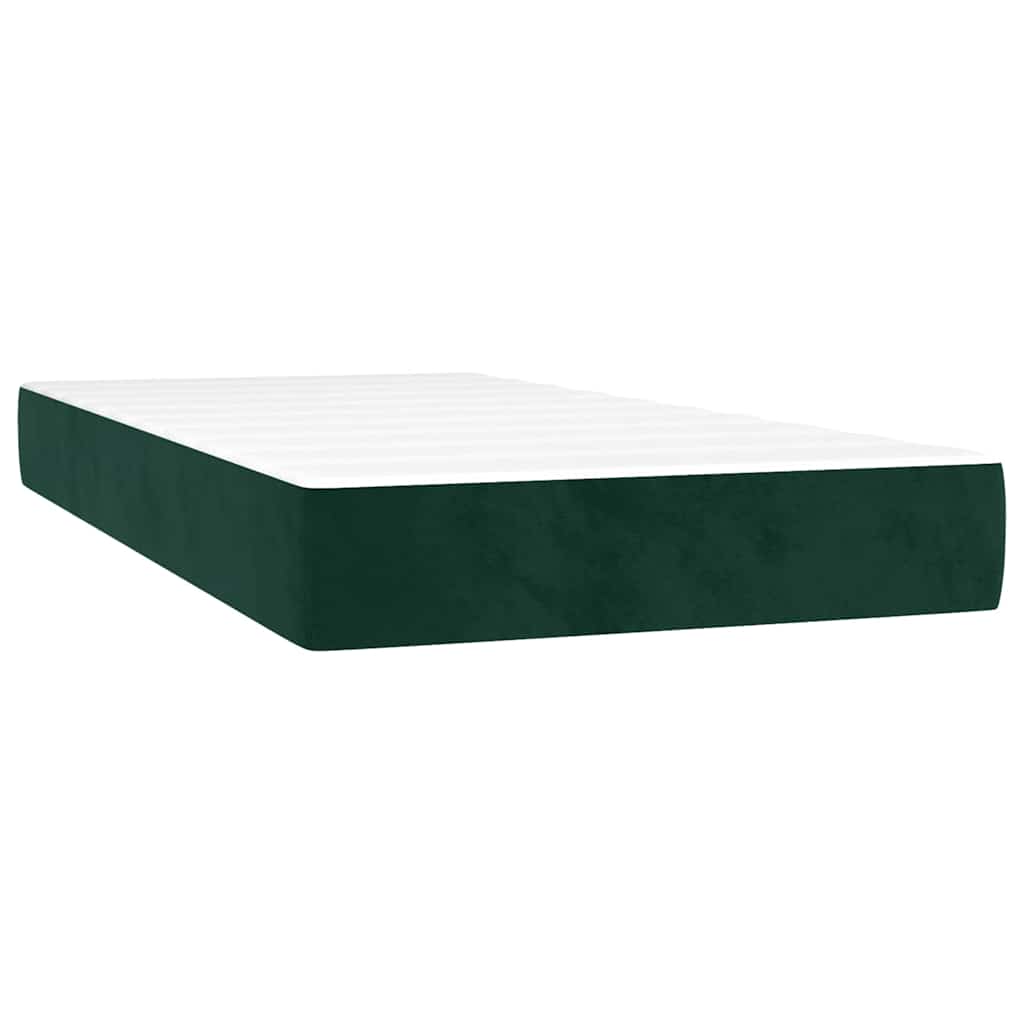Letto a Molle con Materasso e LED Verde Scuro 120x190cm Velluto