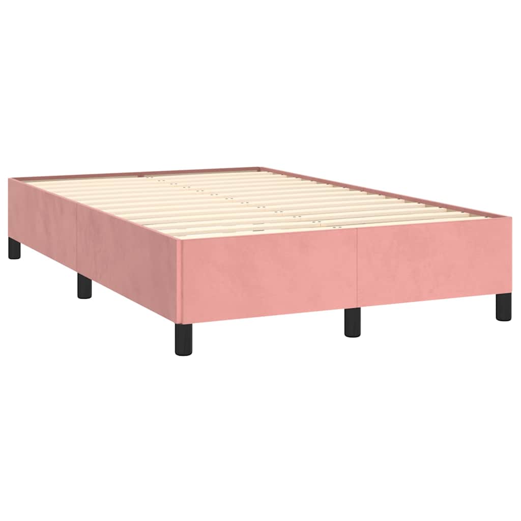 Letto a Molle con Materasso e LED Rosa 120x190 cm in Velluto