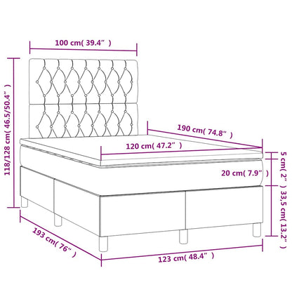 Letto a Molle con Materasso e LED Rosa 120x190 cm in Velluto
