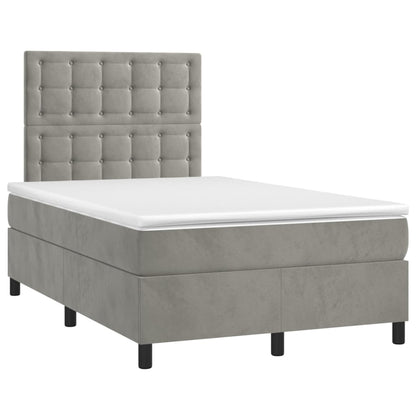 Letto a Molle Materasso e LED Grigio Chiaro 120x190 cm Velluto | homemem39