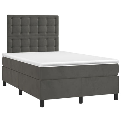 Letto a Molle Materasso e LED Grigio Scuro 120x190cm in Velluto | homemem39