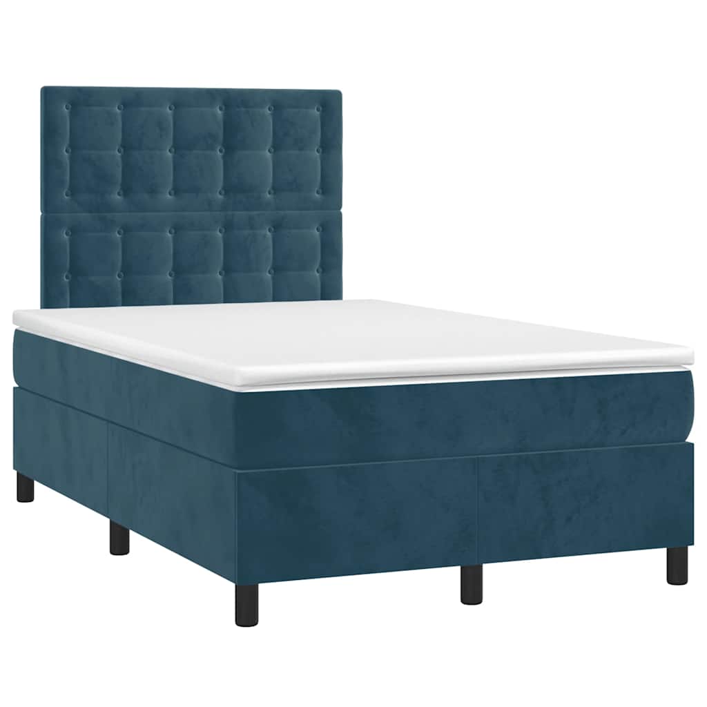 Letto a Molle Materasso e LED Blu Scuro 120x190 cm in Velluto | homemem39