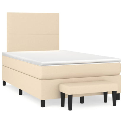 Giroletto a Molle con Materasso Crema 120x190 cm in Tessuto | homemem39