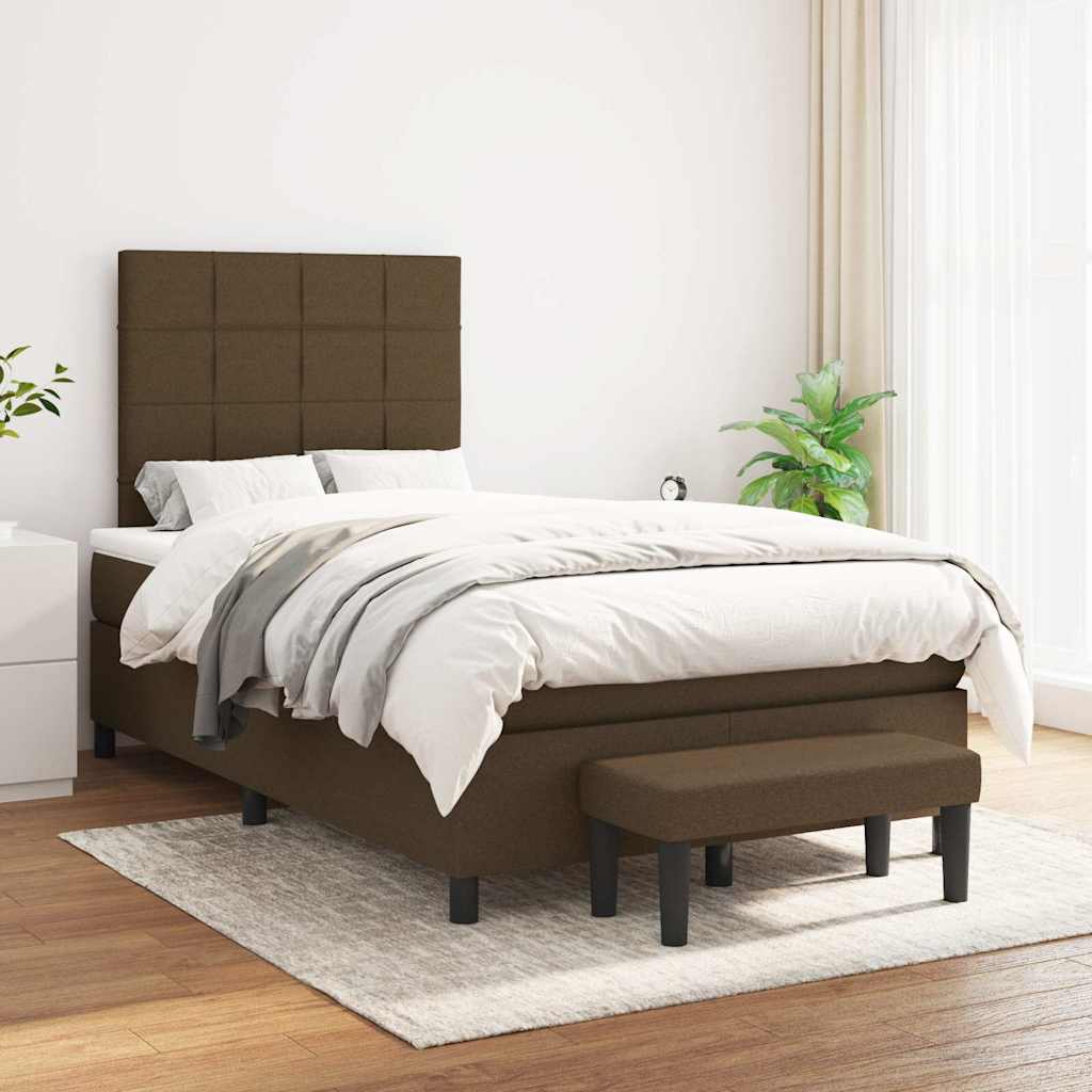 Giroletto a Molle con Materasso Marrone Scuro 120x190cm Tessuto | homemem39