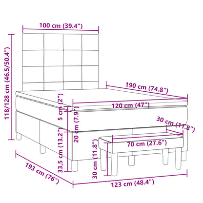 Giroletto a Molle con Materasso Tortora 120x190 cm in Tessuto | homemem39