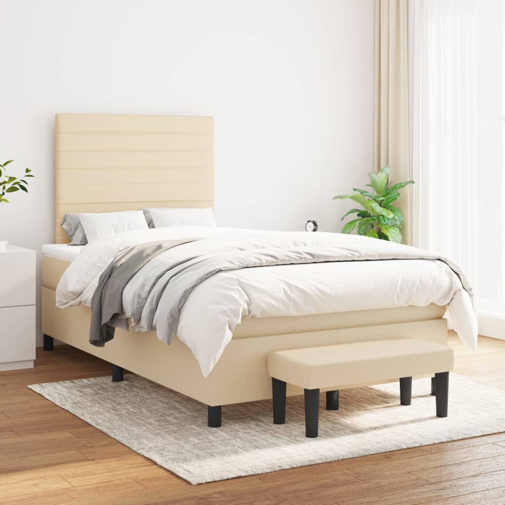 Giroletto a Molle con Materasso Crema 120x190 cm in Tessuto | homemem39