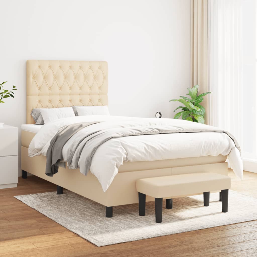 Giroletto a Molle con Materasso Crema 120x190 cm in Tessuto | homemem39