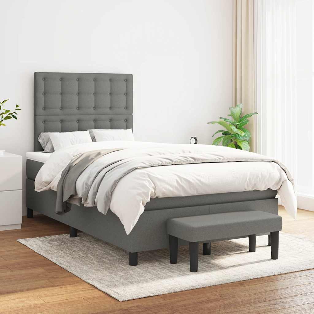 Giroletto a Molle con Materasso Grigio Scuro 120x190cm Tessuto | homemem39