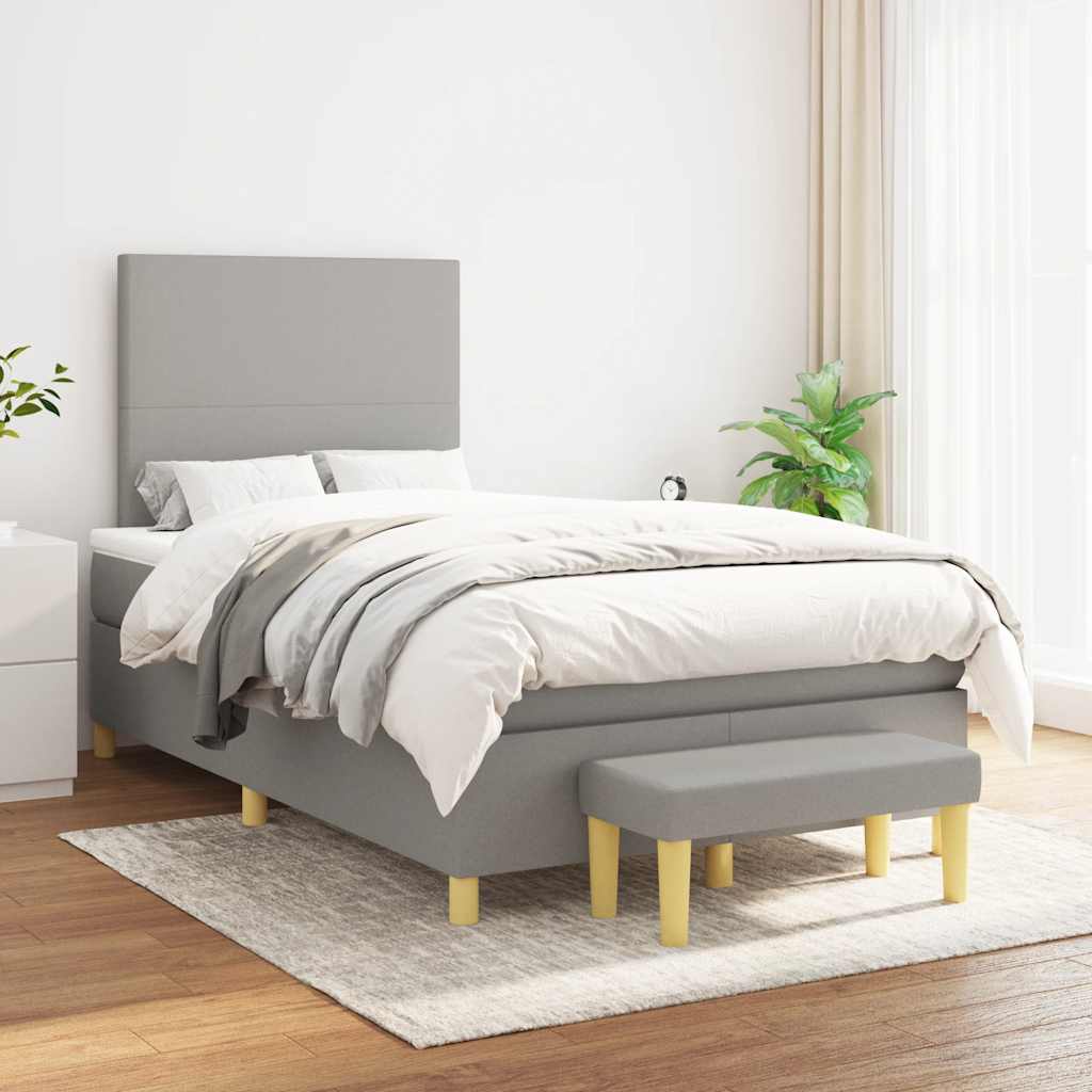 Giroletto a Molle con Materasso Grigio Chiaro 120x190cm Tessuto | homemem39