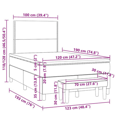 Giroletto a Molle con Materasso Tortora 120x190 cm in Tessuto | homemem39