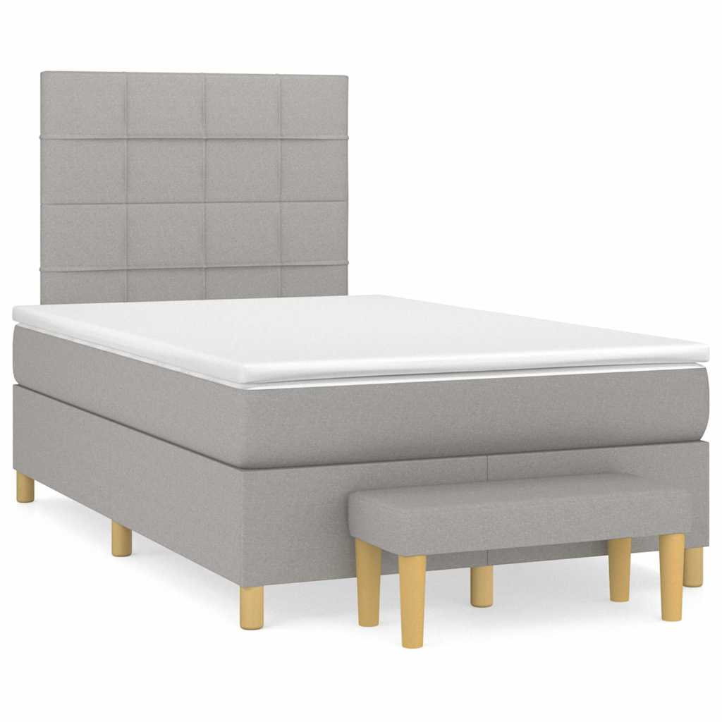 Giroletto a Molle con Materasso Grigio Chiaro 120x190cm Tessuto | homemem39