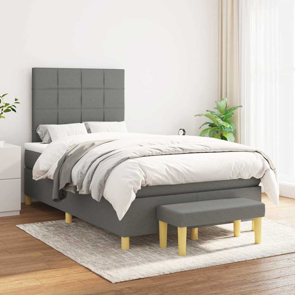 Giroletto a Molle con Materasso Grigio Scuro 120x190cm Tessuto | homemem39
