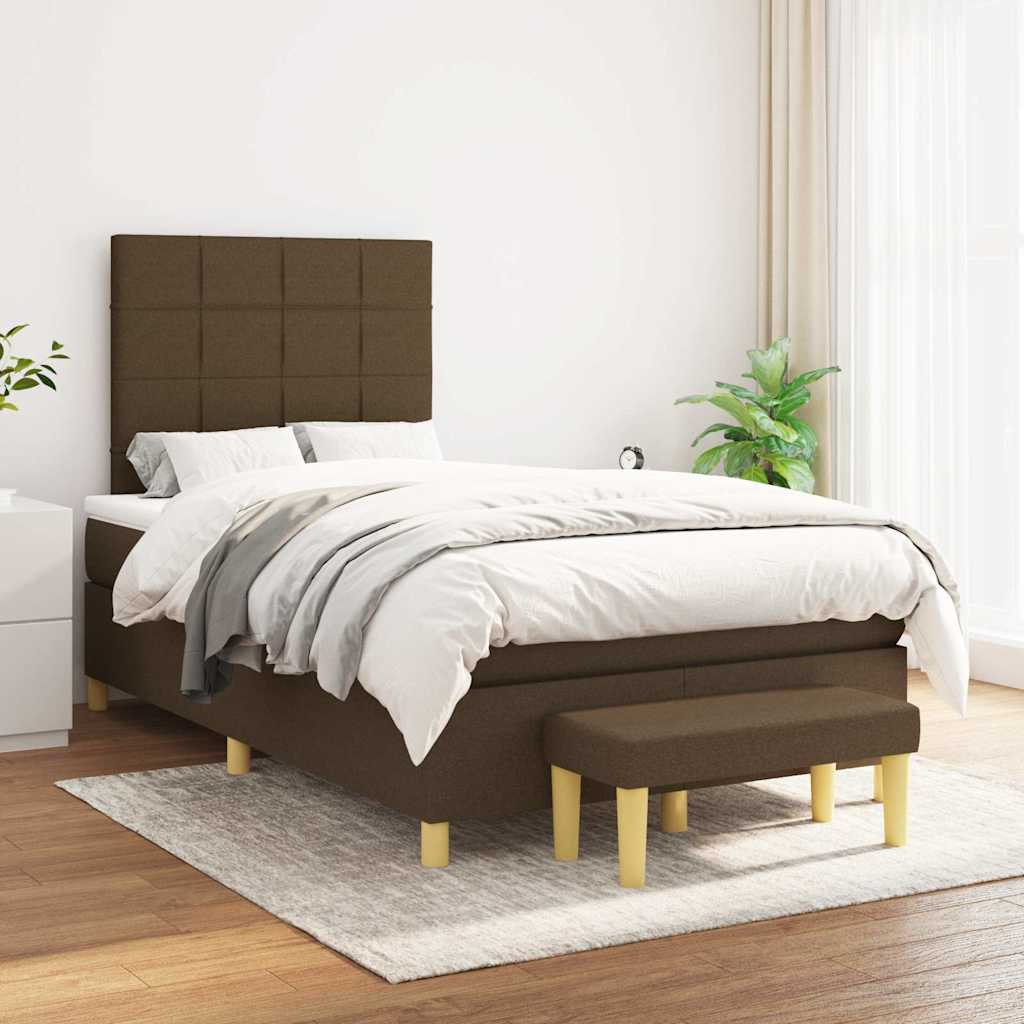 Giroletto a Molle con Materasso Marrone Scuro 120x190cm Tessuto | homemem39