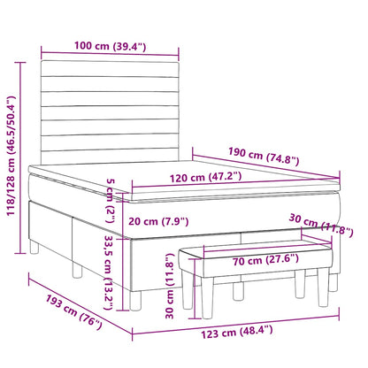 Giroletto a Molle con Materasso Grigio Chiaro 120x190cm Tessuto | homemem39