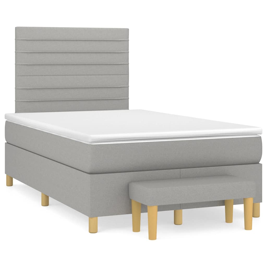 Giroletto a Molle con Materasso Grigio Chiaro 120x190cm Tessuto | homemem39