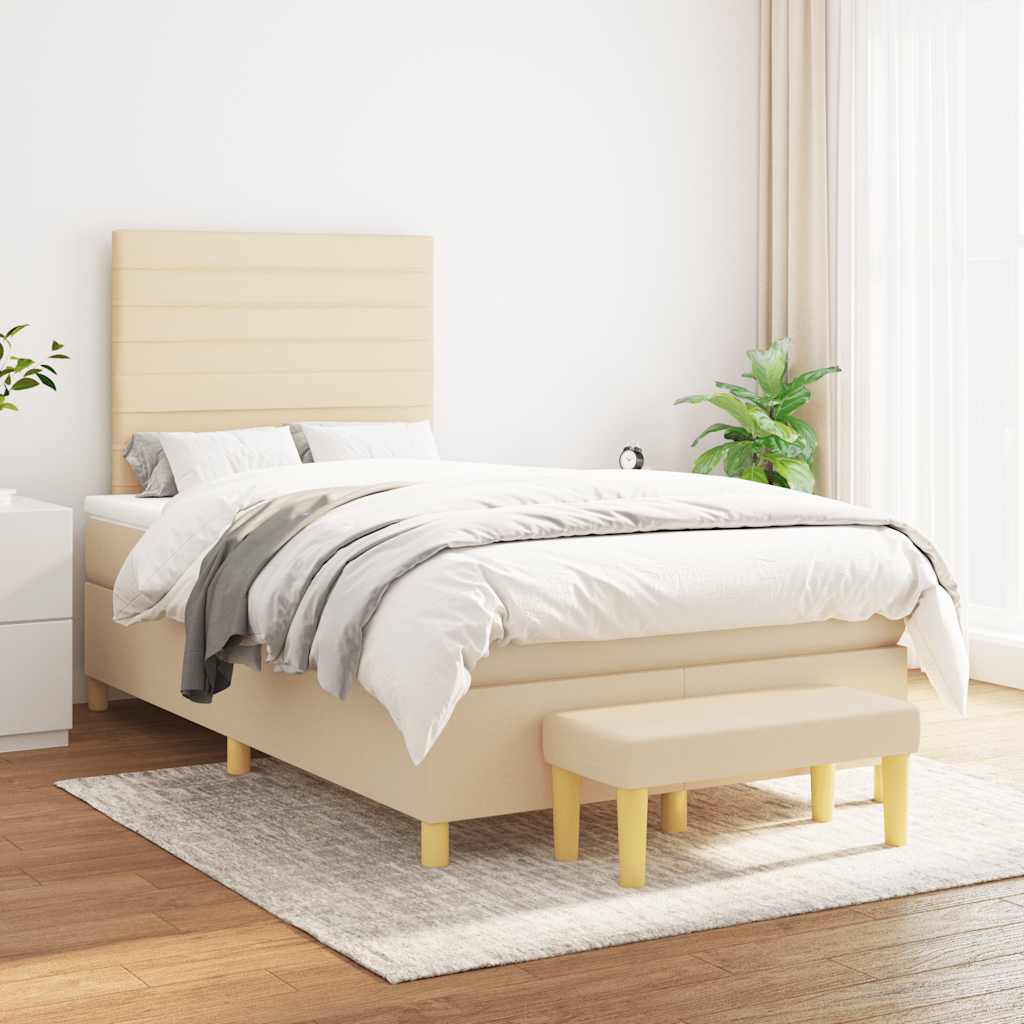 Giroletto a Molle con Materasso Crema 120x190 cm in Tessuto | homemem39