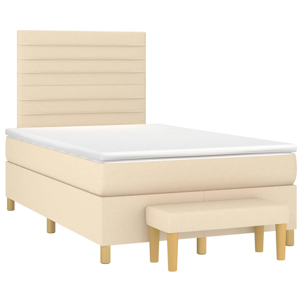 Giroletto a Molle con Materasso Crema 120x190 cm in Tessuto | homemem39