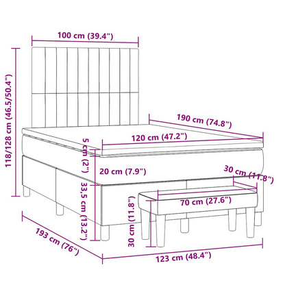 Giroletto a Molle con Materasso Grigio Scuro 120x190cm Tessuto | homemem39