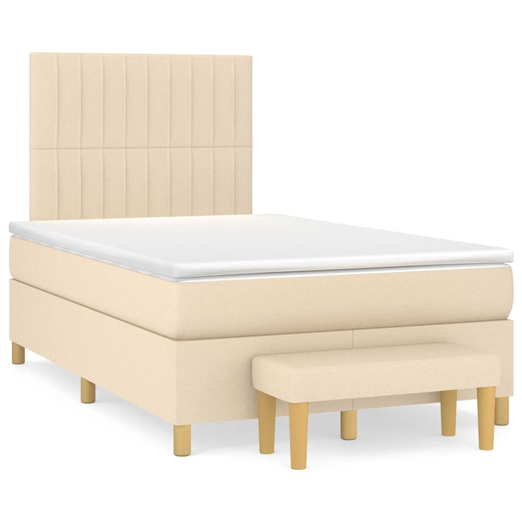 Giroletto a Molle con Materasso Crema 120x190 cm in Tessuto | homemem39