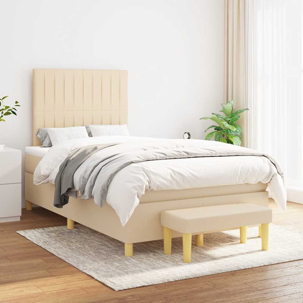 Giroletto a Molle con Materasso Crema 120x190 cm in Tessuto | homemem39
