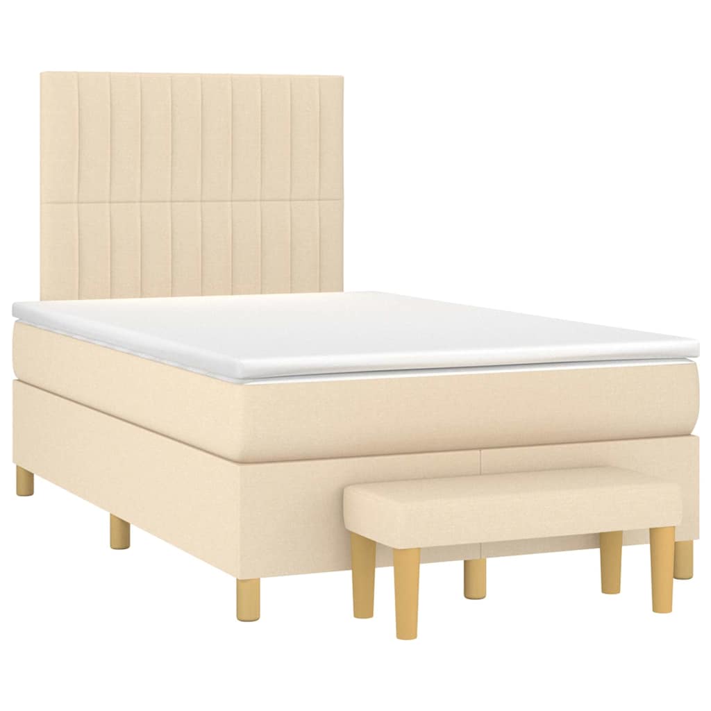 Giroletto a Molle con Materasso Crema 120x190 cm in Tessuto | homemem39