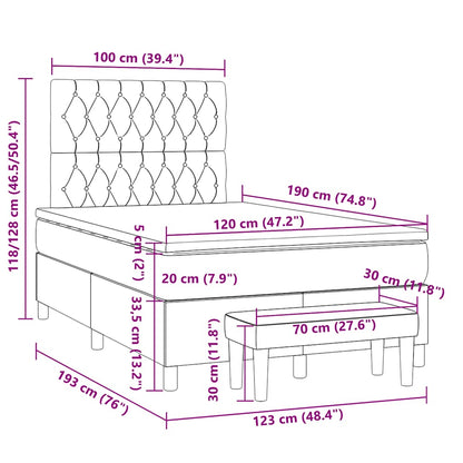 Giroletto a Molle con Materasso Grigio Chiaro 120x190cm Tessuto | homemem39
