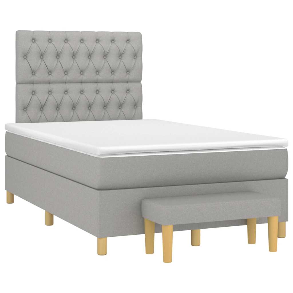 Giroletto a Molle con Materasso Grigio Chiaro 120x190cm Tessuto | homemem39