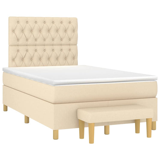 Giroletto a Molle con Materasso Crema 120x190 cm in Tessuto | homemem39