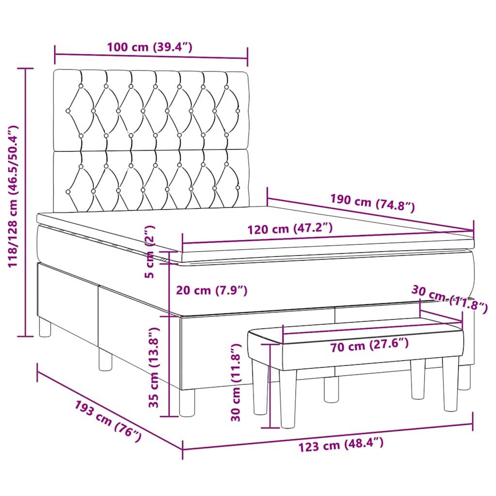 Giroletto a Molle con Materasso Blu 120x190 cm in Tessuto | homemem39